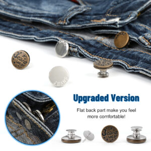 12 Sets 17mm Replacement Jean Buttons, No Sew Instant Button Detachable  Pants Button Pins, Removable Metal Button to Extend or Reduce Pants Waist  Size, Cowboy Clothing Jackets Bags Button 8*